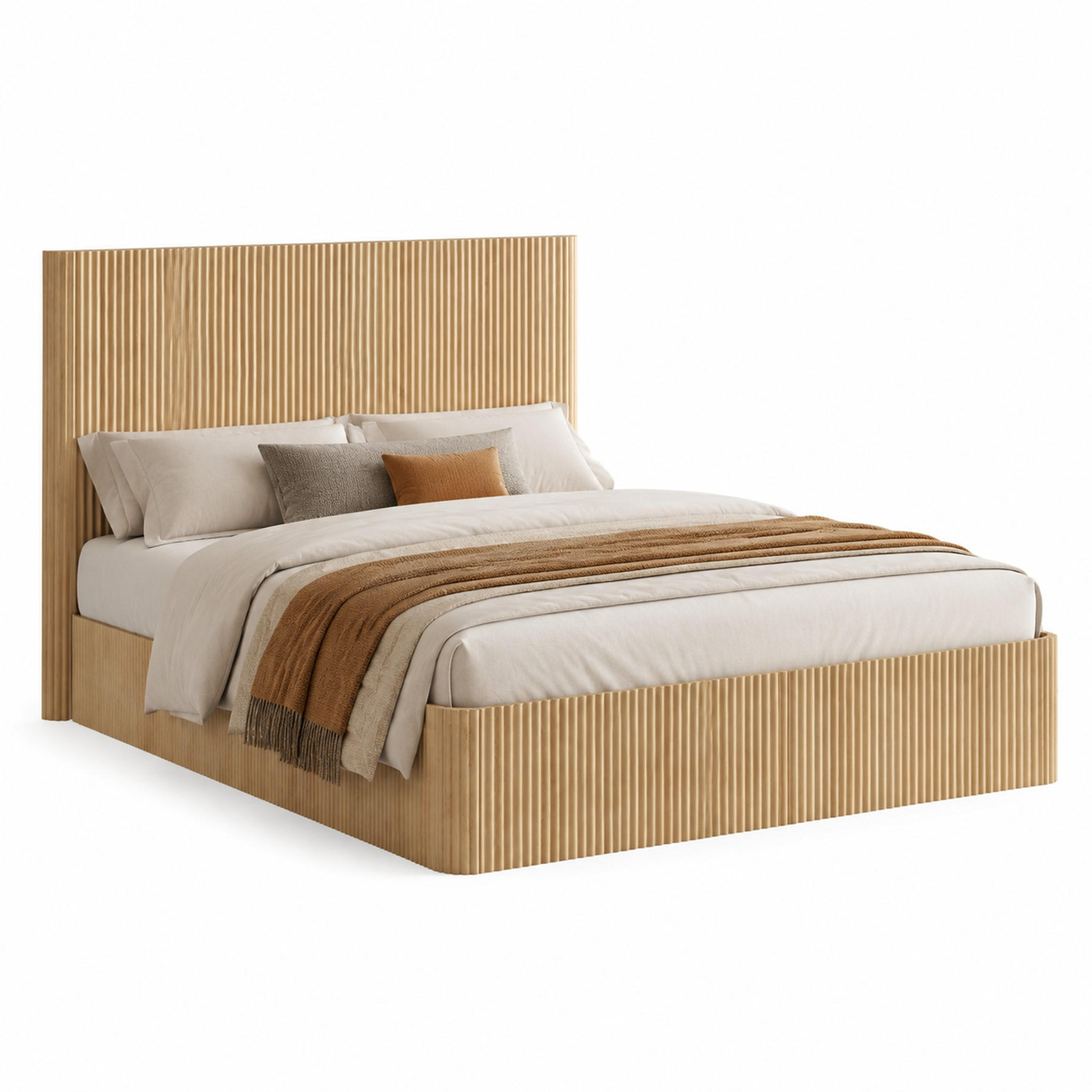 BETT mit Stauraum und Lift-System 140x200 cm Eiche - Braun, Metall (140/200cm) - Meubliv