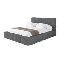 POLSTERBETT mit Bettkasten und Lattenrost, Bett mit Matratze H3/H4, Kopfteil, Boxbett, Doppelbett mit Stauraum - NATA 120x200 Dunkelgrau - Chromfarben, Holzwerkstoff/Textil (120/200cm) - ALTDECOR