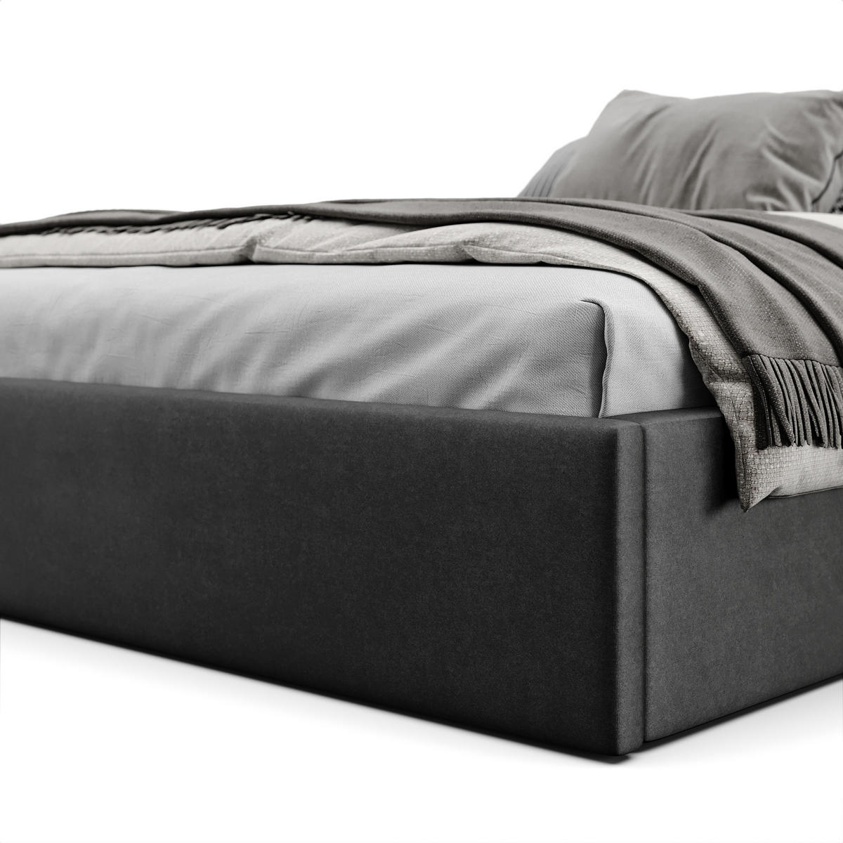 POLSTERBETT 140x200cm Bett mit Stauraum Lattenrost Schwarz - Schwarz, Holz/Holzwerkstoff (140/200cm) - Muralo