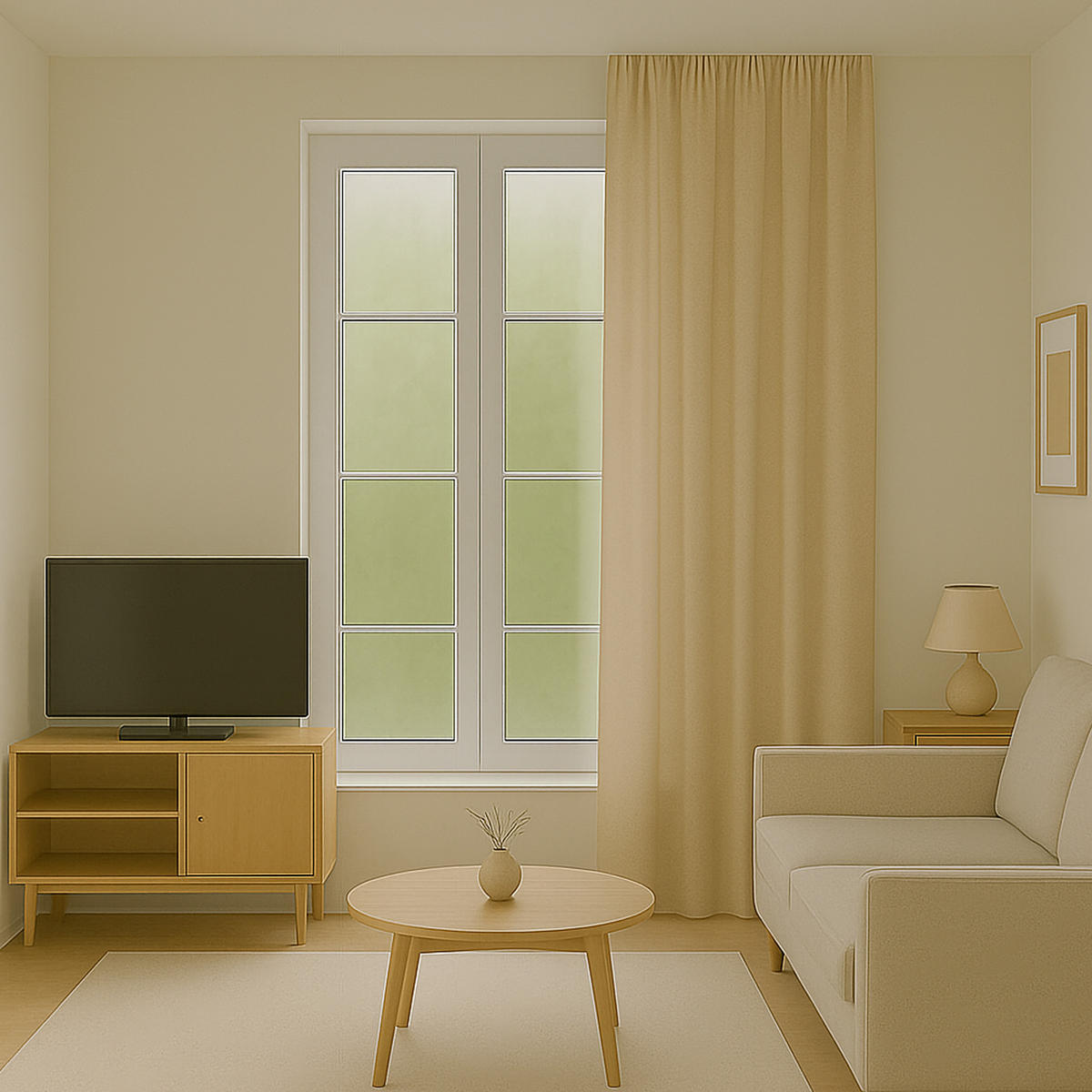 VORHANG Blickdicht ( 140x145cm ) mit Kräuselband / Universalband in Beige - Beige, Textil (140/145cm) - Bestlivings