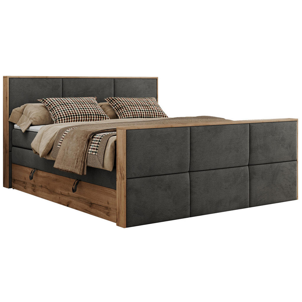 MKS POSTEL BOXSPRING ALBERO 2 KING DUO 200/200 - Šedá Samet - H3
