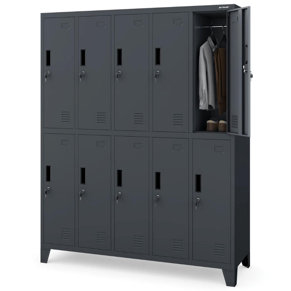 UMKLEIDESCHRANK Spind BERLIN 10 Abteile 172x136x45cm Anthrazit - Anthrazit, Metall (136/172/45cm) - DELUKE