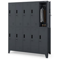 UMKLEIDESCHRANK Spind BERLIN 10 Abteile 172x136x45cm Anthrazit - Anthrazit, Metall (136/172/45cm) - DELUKE