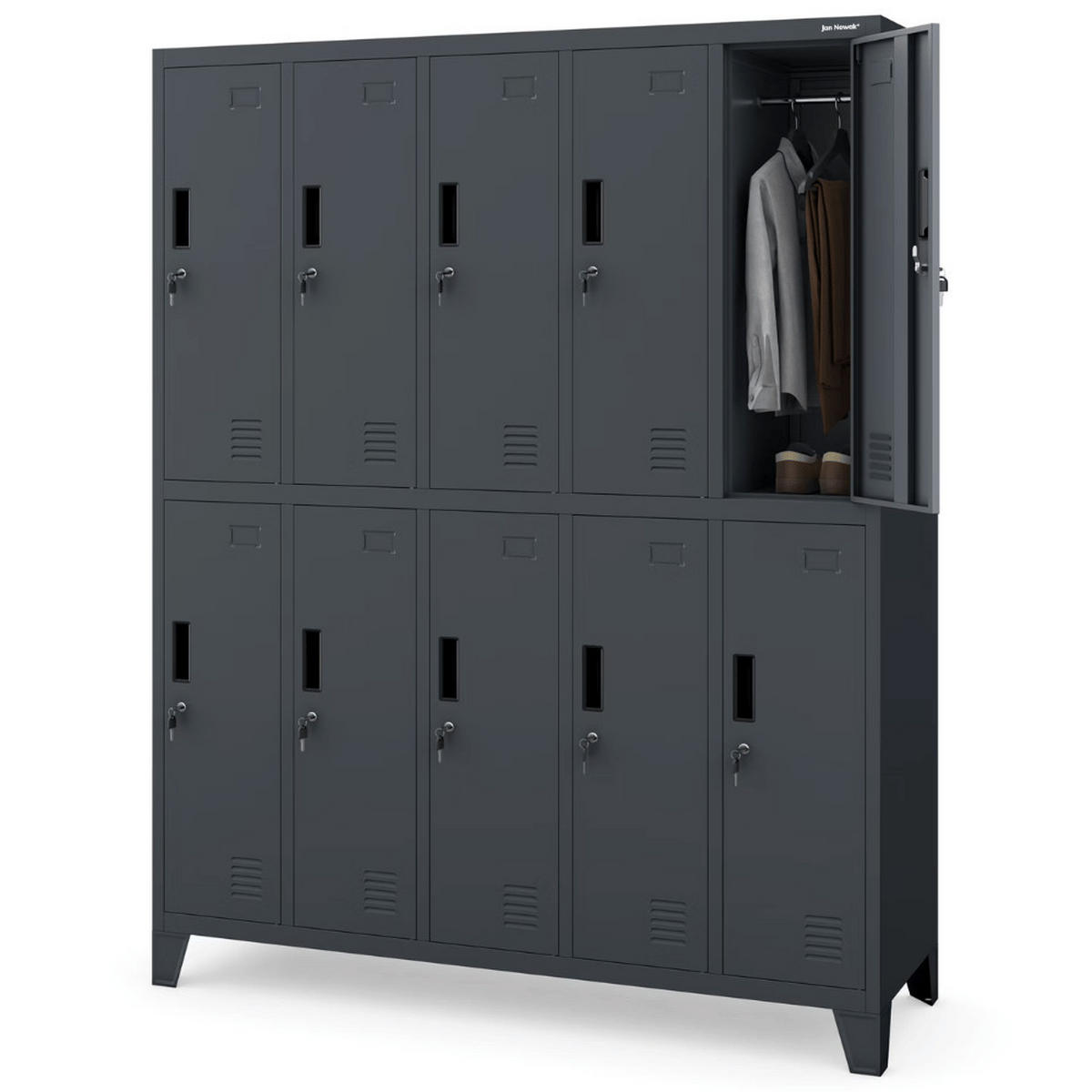 UMKLEIDESCHRANK Spind BERLIN 10 Abteile 172x136x45cm Anthrazit - Anthrazit, Metall (136/172/45cm) - DELUKE