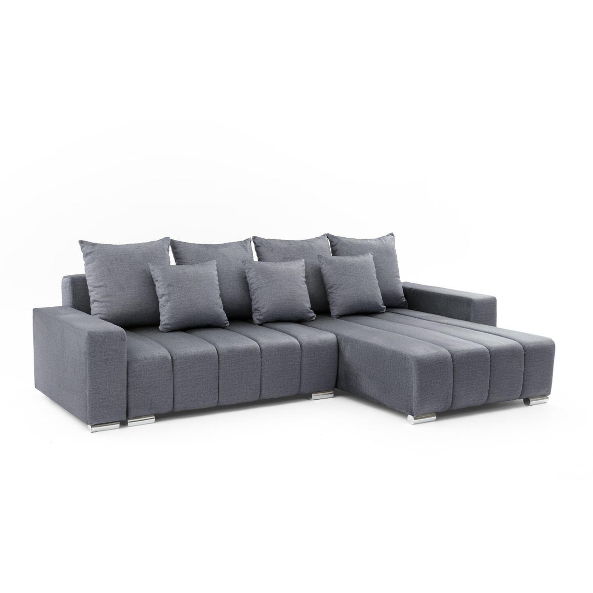 ECKSOFA Piano L Rechts mit Schlaffunktion 137x234 Velours Dunkelgrau - Dunkelgrau/Silberfarben, Holz/Textil (178/278cm) - Muffo