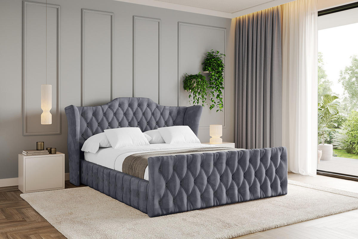 POLSTERBETT mit Bettkasten, Fußteil und Lattenrost, Boxbett ohne Matratze - MODY-Z 180x200 Dunkelgrau - Dunkelgrau, Holzwerkstoff/Textil (180/200cm) - ALTDECOR