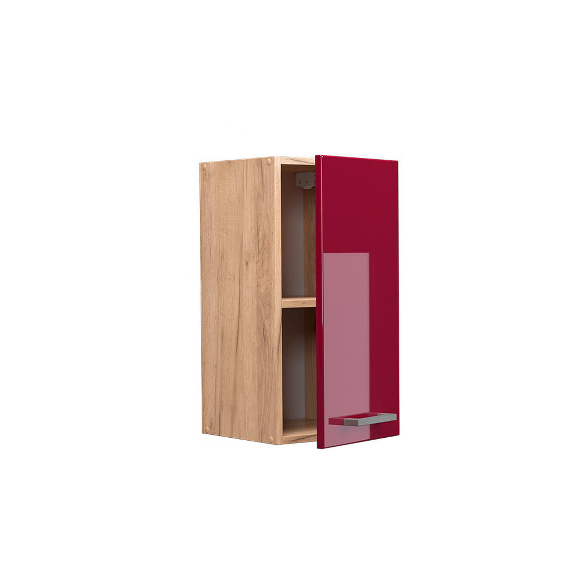 HÄNGESCHRANK R-Line Rot Hochglanz 30 cm - Honigeiche/Eiche Wotan, Holzwerkstoff (30/60/31cm) - Vicco