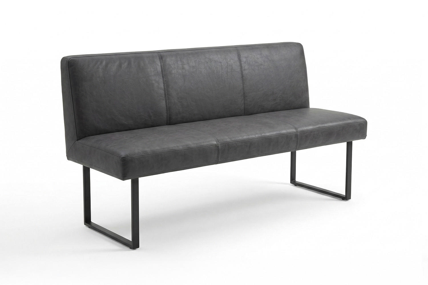 ESSZIMMERBANK ELEEN Anthrazit Leder - Anthrazit, Leder (123/85/69cm) - KAWOLA