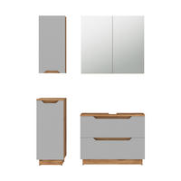 BADMÖBEL-SET Lotta Eiche/grau gestreift 4 Teile - Eichefarben/Grau, Holzwerkstoff (79.6/62.5/32cm) - Vicco