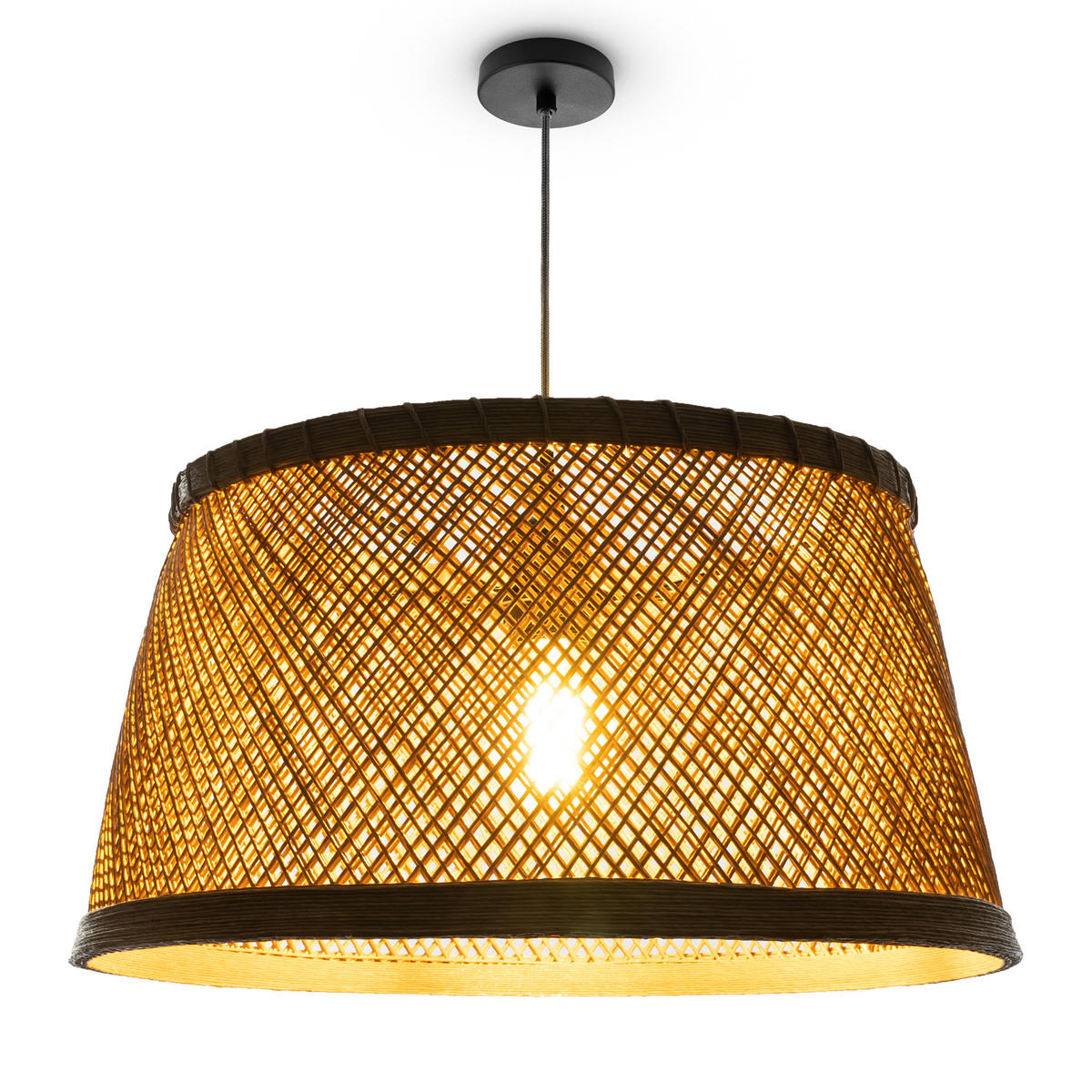 PENDELLEUCHTE Rama - Beige/Schwarz, Metall (42/42/22cm) - Paco Home