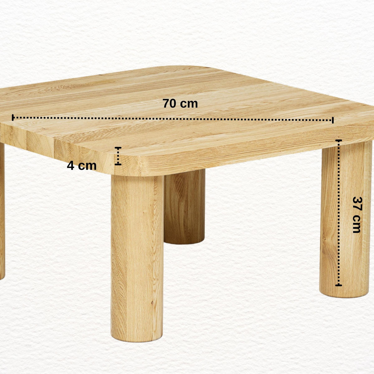 COUCHTISCH Eichenholz vollmassiv quadratisch Naturbelassenen 70/70/37 - Naturfarben, Holz (70/70/37cm)