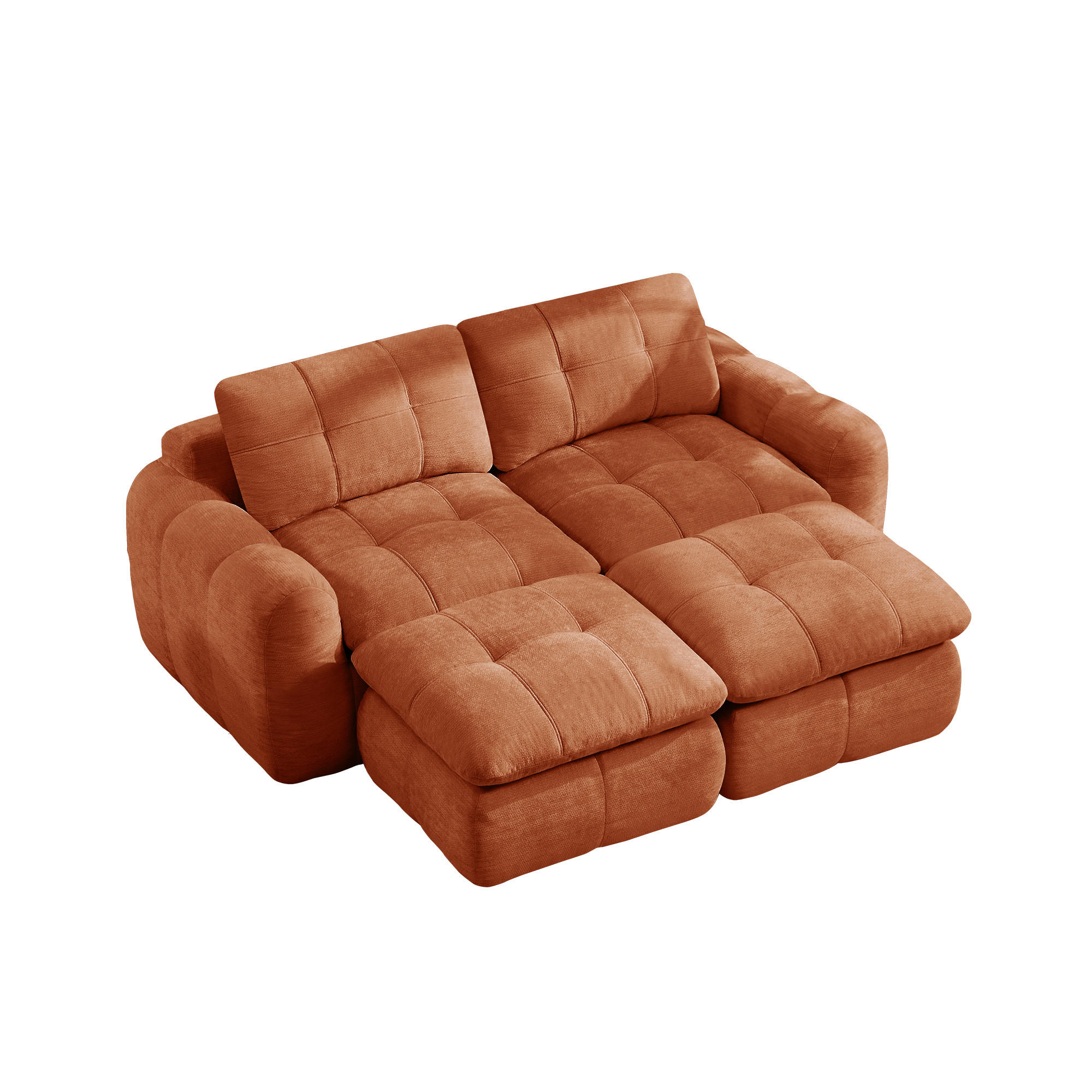 2-SITZER-SOFA DE-34464 mit 2 Ottomanen Orange - Orange, Textil (160/194cm) - ComfortXL