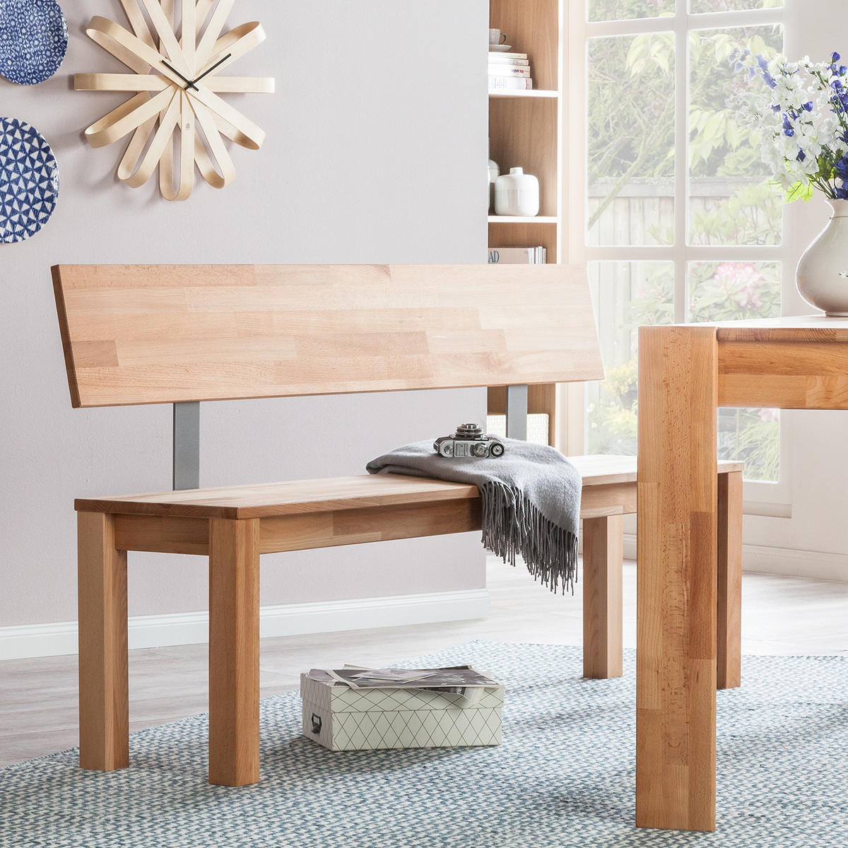 SITZBANK - Buche massiv - Buchefarben, Holz (160/80/35cm) - home24