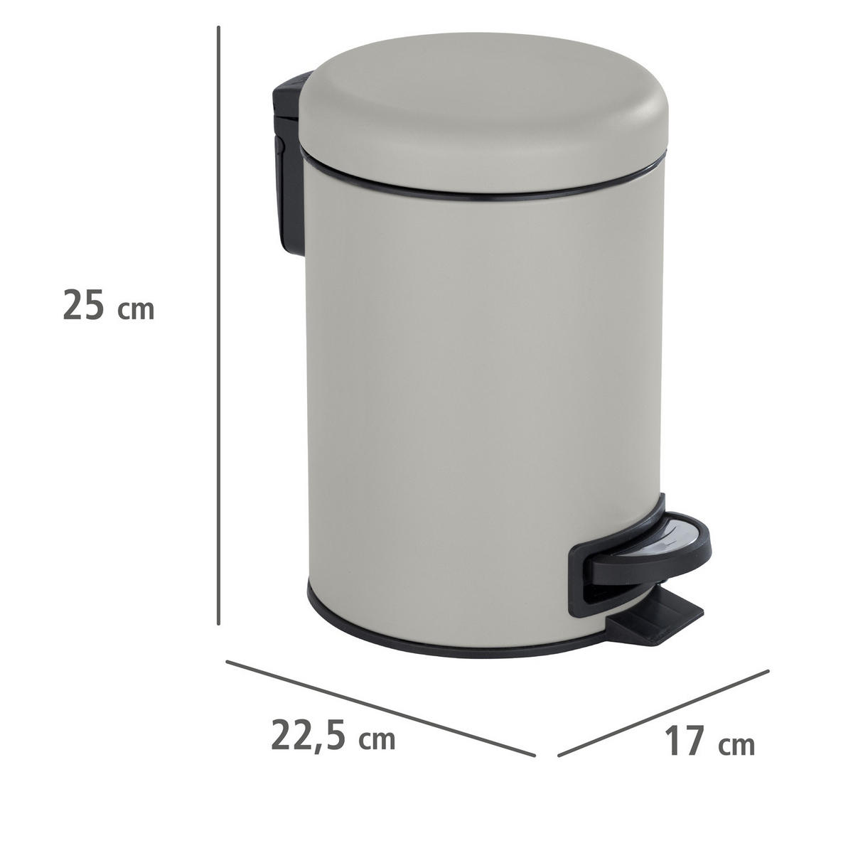 BADKORB Abfalleimer Leman Matt 3 l 22,5/17/25 cm - Braun, Metall (17/25/22.5cm) - Wenko