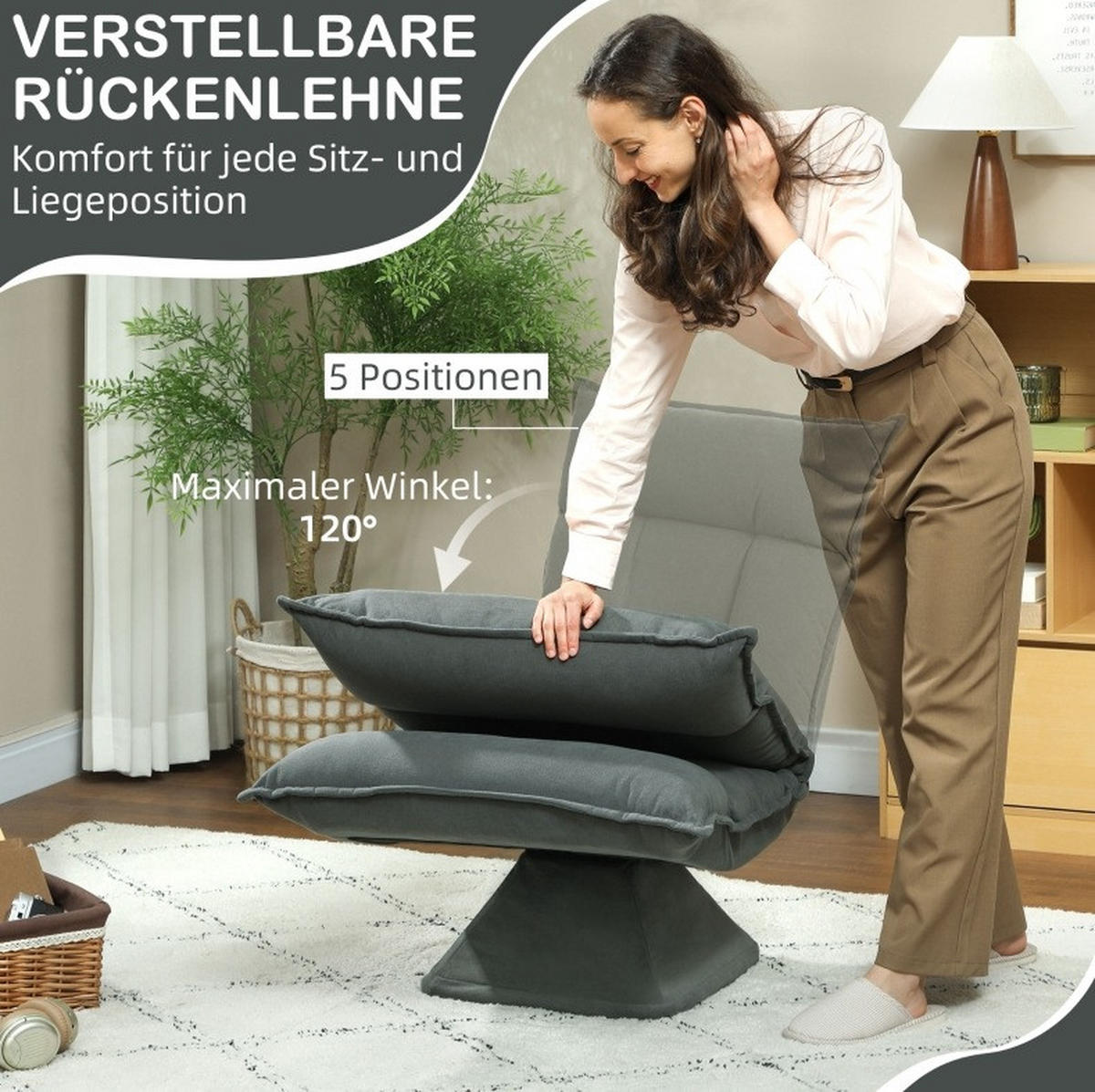 BODENSTUHL drehbar 5-fach verstellbar klappbar Polyester - Dunkelgrau, Kunststoff (62/95/70cm) - Beauniv