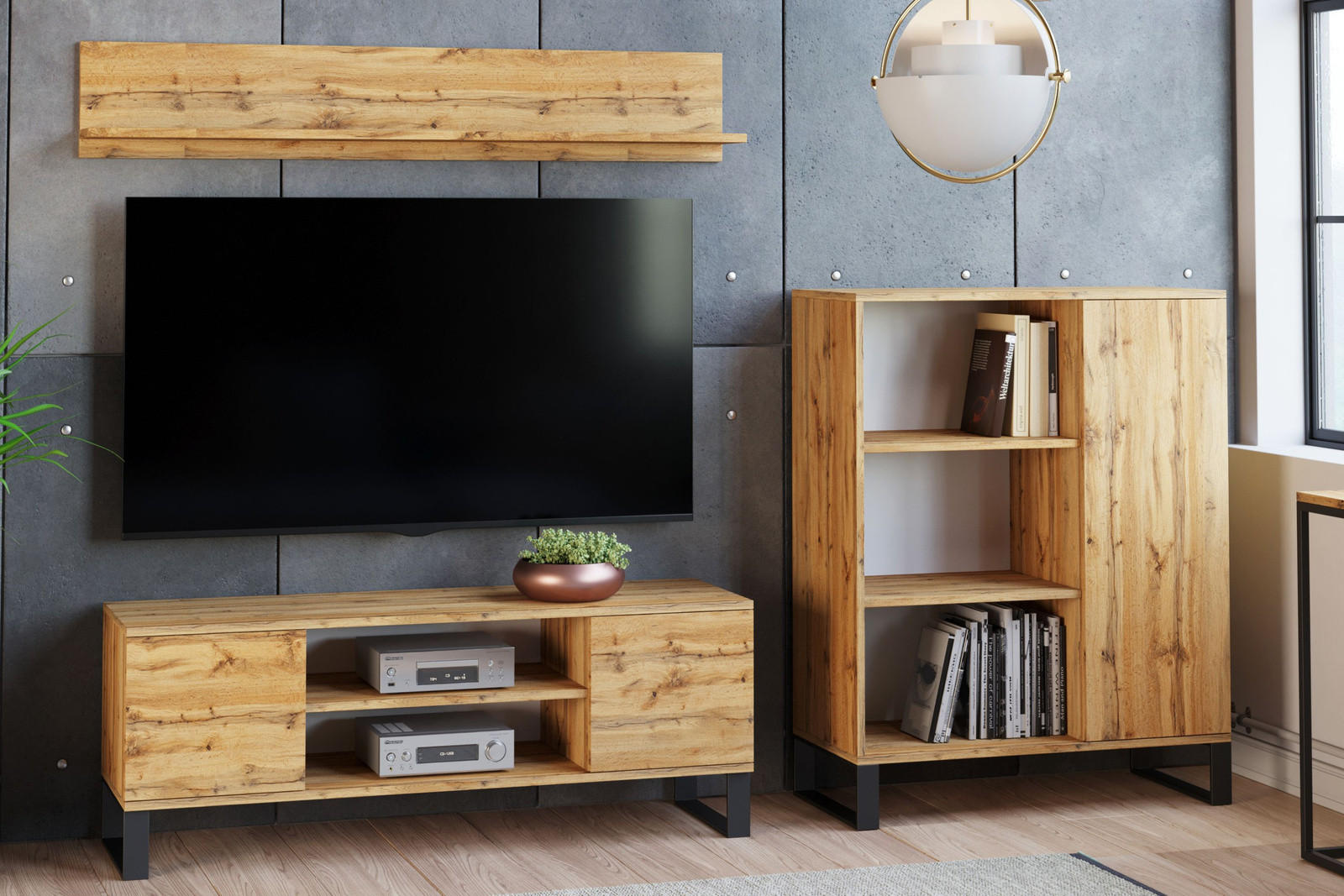 LOWBOARD Focus - Eichefarben, Holzwerkstoff (40/49/155cm) - RAUMHIRSCH FURNITURE