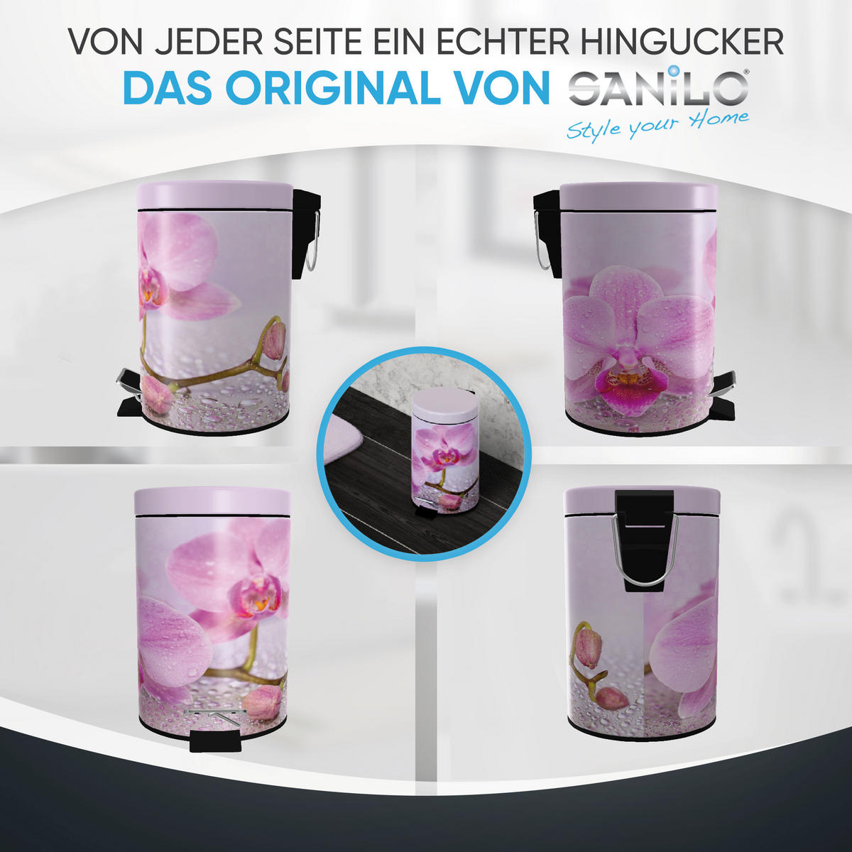 KOSMETIKEIMER Blooming - Pink/Hellrosa, Kunststoff/Metall (17/25/25cm) - Sanilo