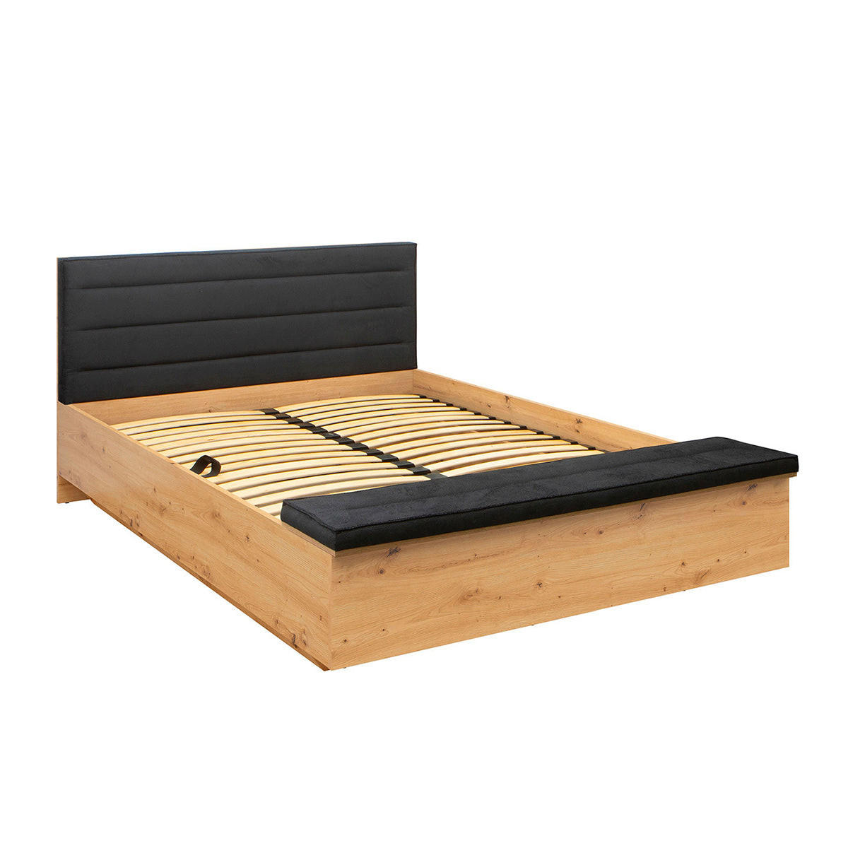BOXSPRING POSTELJA 160/200 Glenn Les in črna barva - črna, leseni material (160/200cm) - Petits-meubles