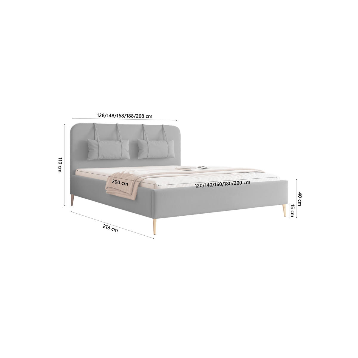 POLSTERBETT Rexal 120x200 cm, Anthrazit - Anthrazit, Textil (200/120cm) - Fedve