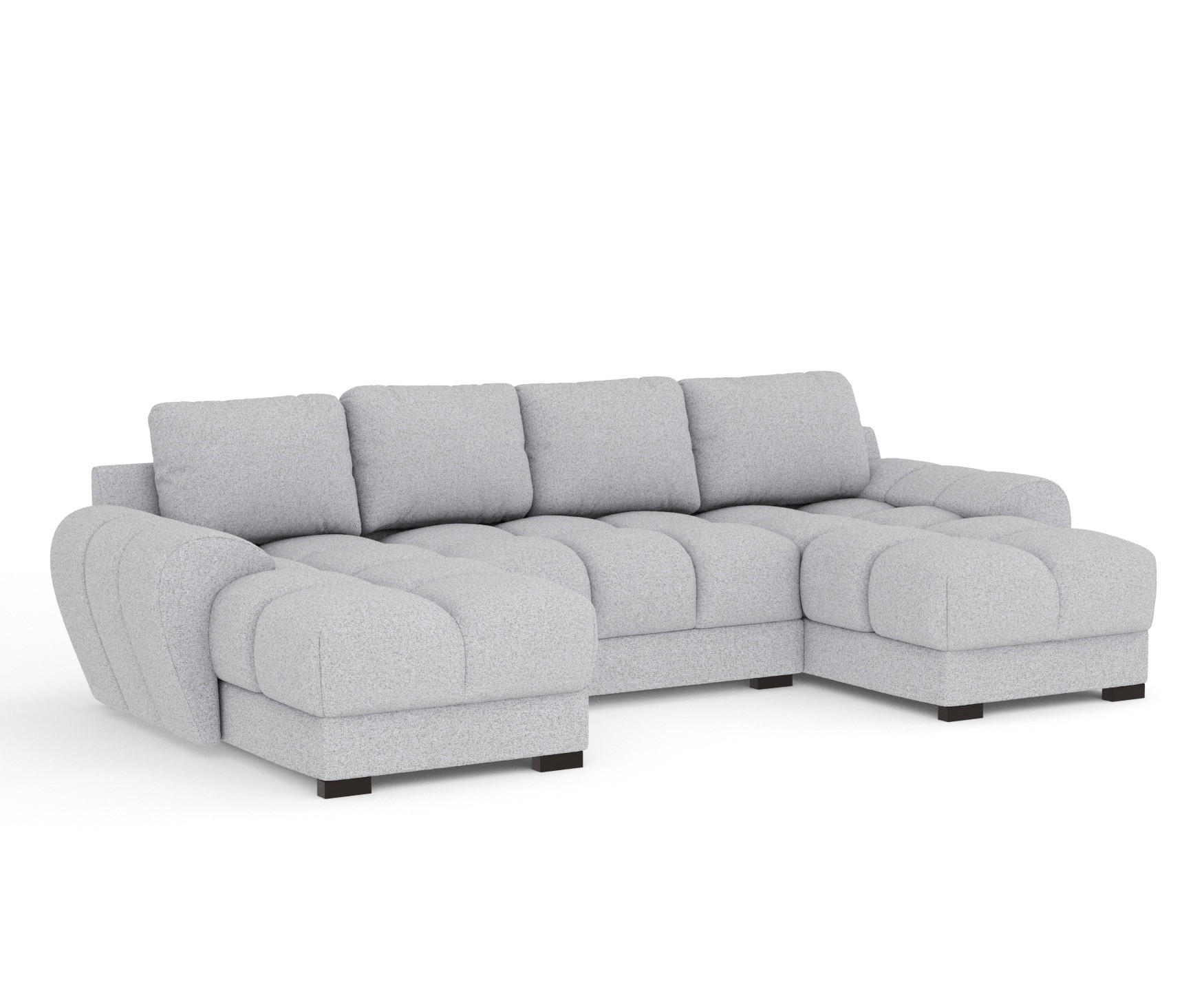 WOHNLANDSCHAFT Peebles Hellgrau Webstoff - Hellgrau/Schwarz, Holz/Holzwerkstoff (330/90/175cm) - Maison de Reve