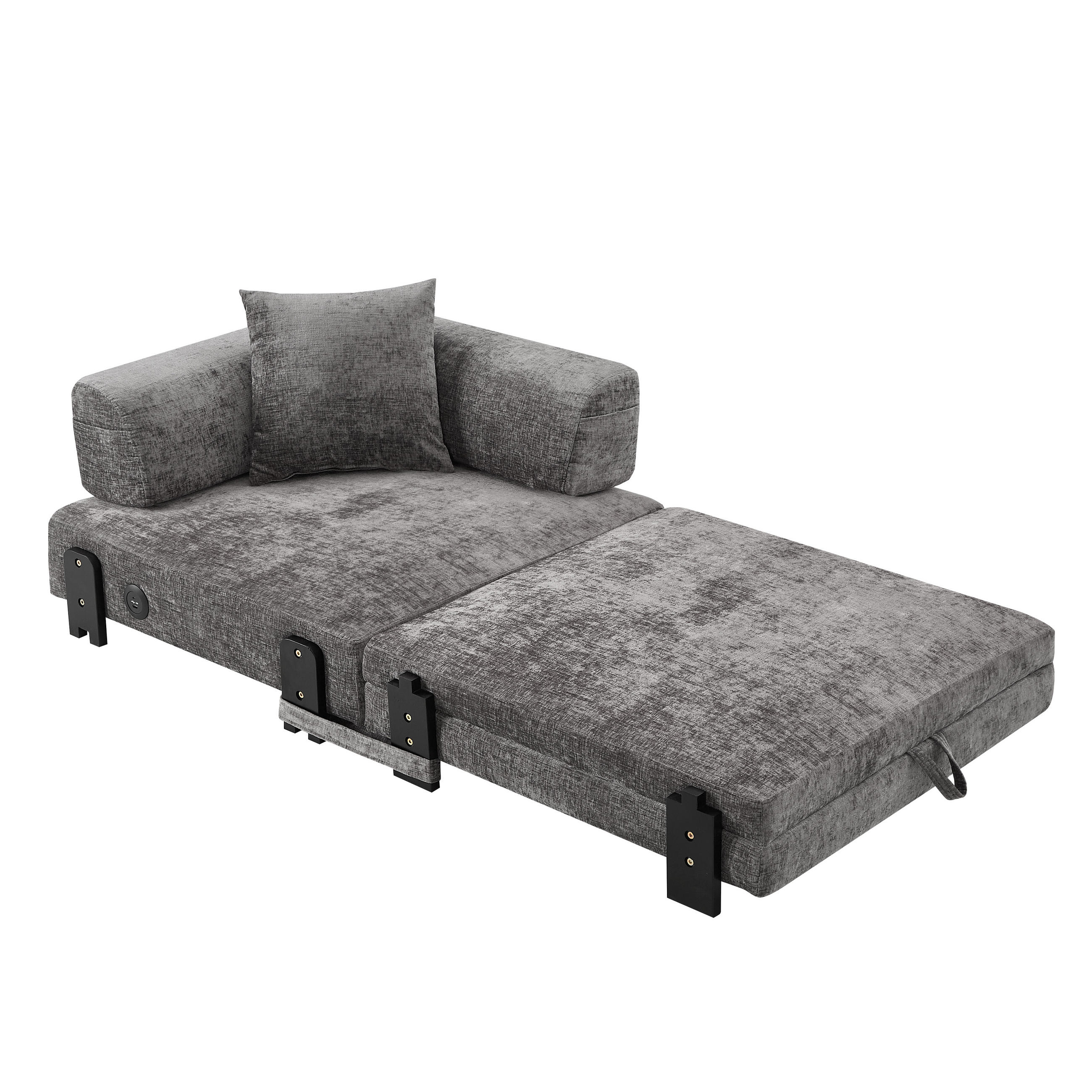 SCHLAFSOFA DE-35099 mit USB und Stauraum Dunkelgrau - Dunkelgrau, Textil (170.5/48/84cm) - ComfortXL
