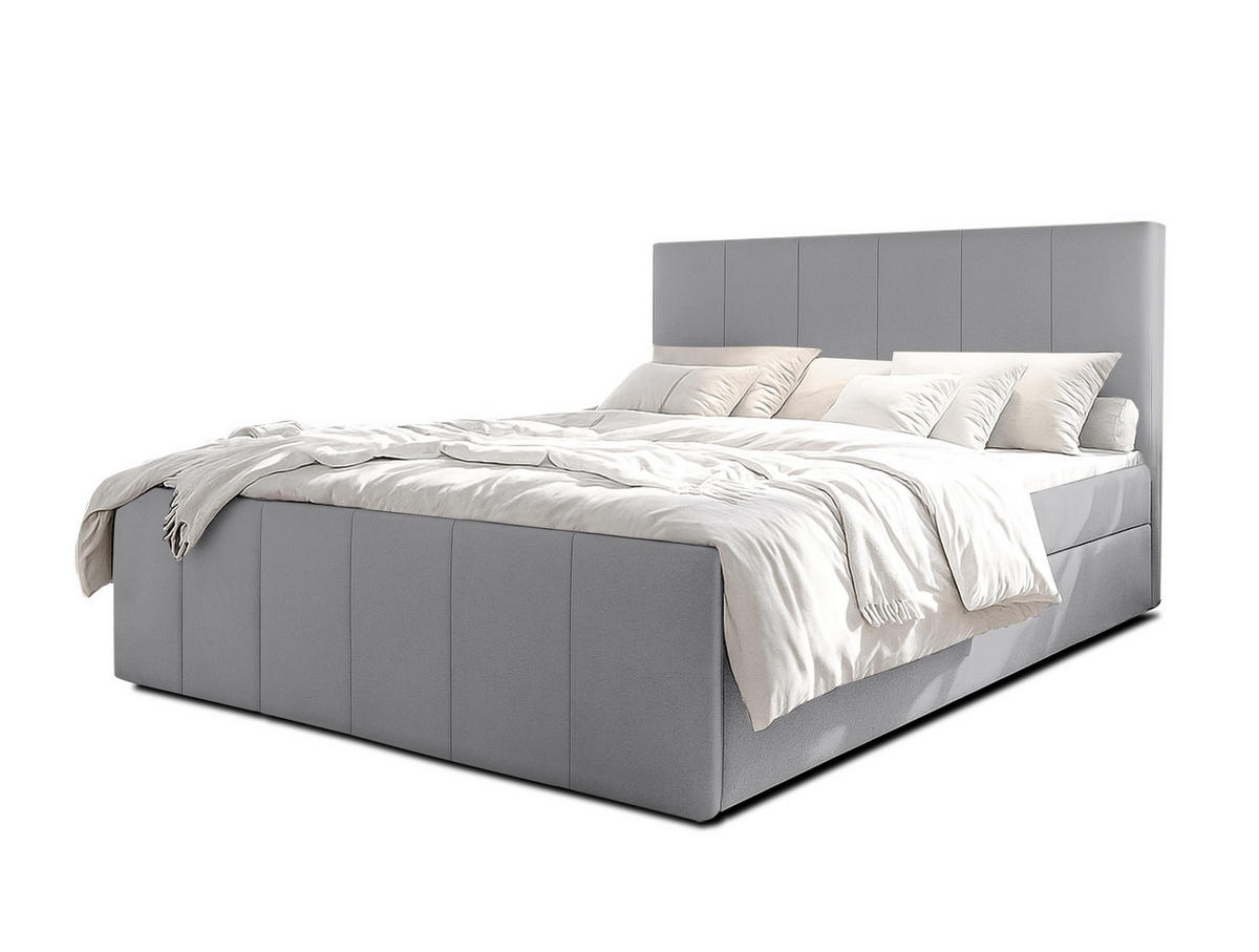 BOXBETT LEVENTE 160x200 cm mit Bettkasten und Matratze - Grau - Schwarz/Grau, Holz/Holzwerkstoff (160/200cm) - AX Living