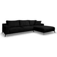 ECKSOFA Aspen in L-Form, Coach Farbe: Schwarz, Cordstoff, Ottomane Rechts - Schwarz, Textil (312/187cm) - VENASI MÖBEL