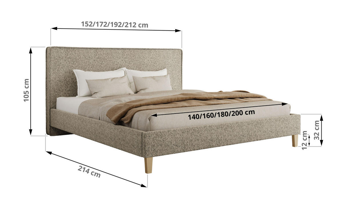 ČALÚNENÁ POSTEĽ LUMARO CLASSIC 140/200 - Taupe Štruktúrovaná látka - Matrac Foam - taupe/jadrový buk, drevo/textil (140/200cm) - MKS