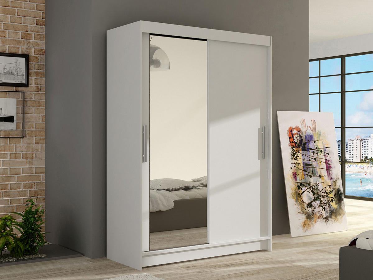 KLEIDERSCHRANK Miami VI - Silberfarben/Weiß, Holzwerkstoff/Kunststoff (120/200/58cm) - MIRJAN24