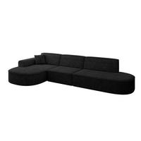 ECKSOFA Ottomane Links MARI-L2 - 328x171x79 cm Schwarz Velours - Schwarz, Holzwerkstoff/Kunststoff (328/171cm) - ALTDECOR
