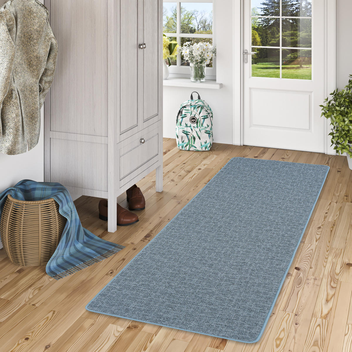 SCHLINGEN DESIGNER TEPPICH LÄUFER NIVA - Blau, Textil (100/400cm) - Snapstyle