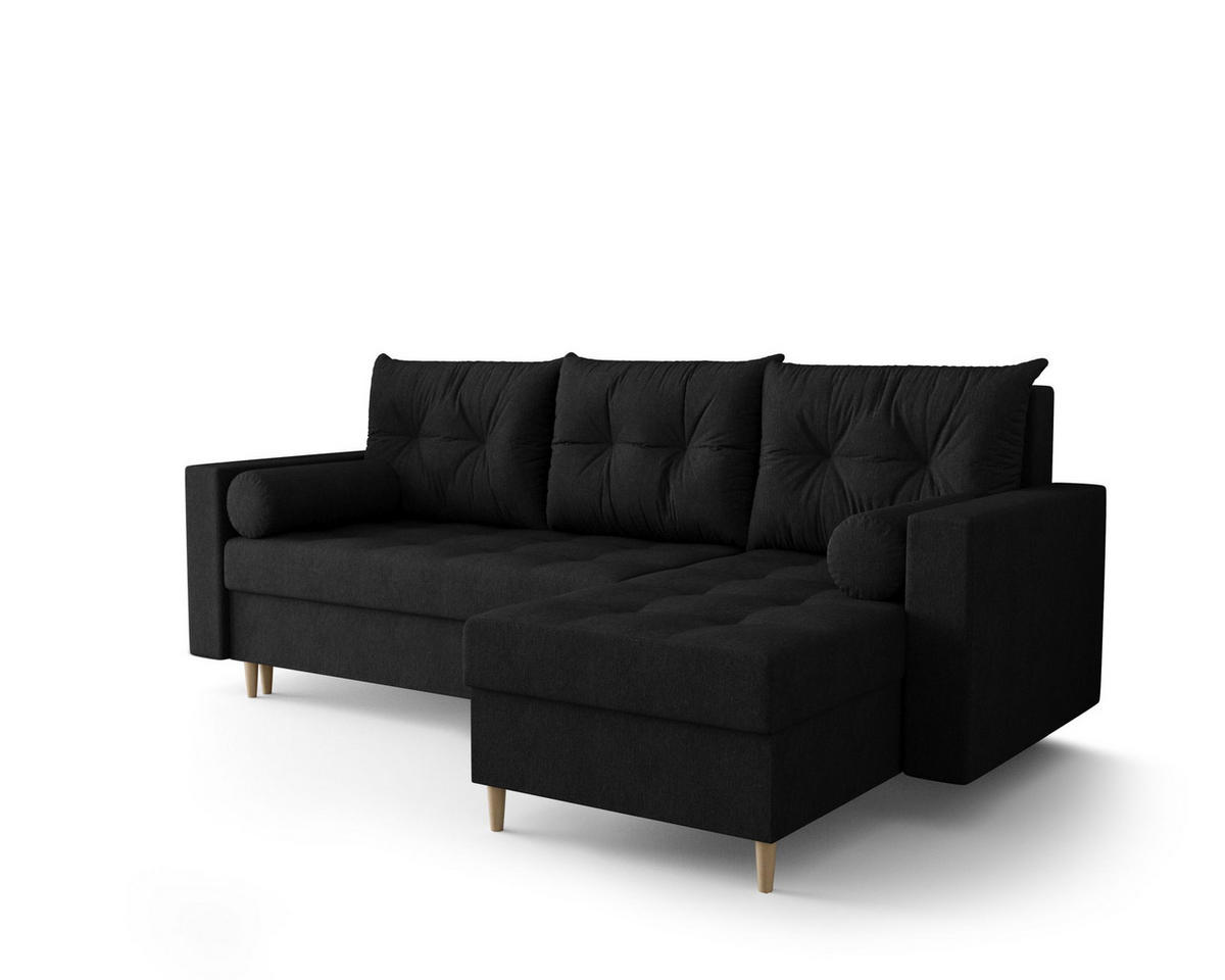 ECKSOFA SKANDI Cosmic 100 Rechts mit Schlaffunktion - Schwarz, Textil (230/145cm) - Bedante