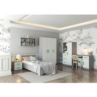 JUGENDZIMMER Elora in Grau und Weiß – 6-teiliges Set – Grifffarbe Limette - Grau, Holzwerkstoff (80/200/120cm)