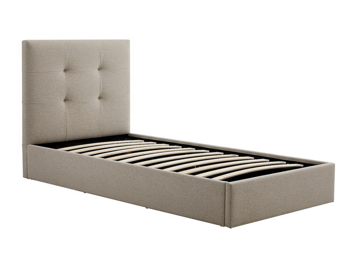 BETT mit Bettkasten - 1 Person - Stoff - Taupe - Taupe, Textil (90/190cm) - Vente-Unique
