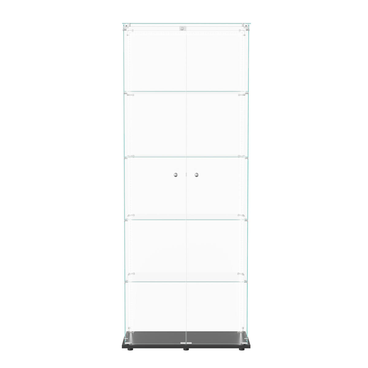 VITRINE 5-stufig mit Doppeltüren, Schwarzrahmen - Schwarz, Glas (78.5/186.5/34.5cm) - Joyfair