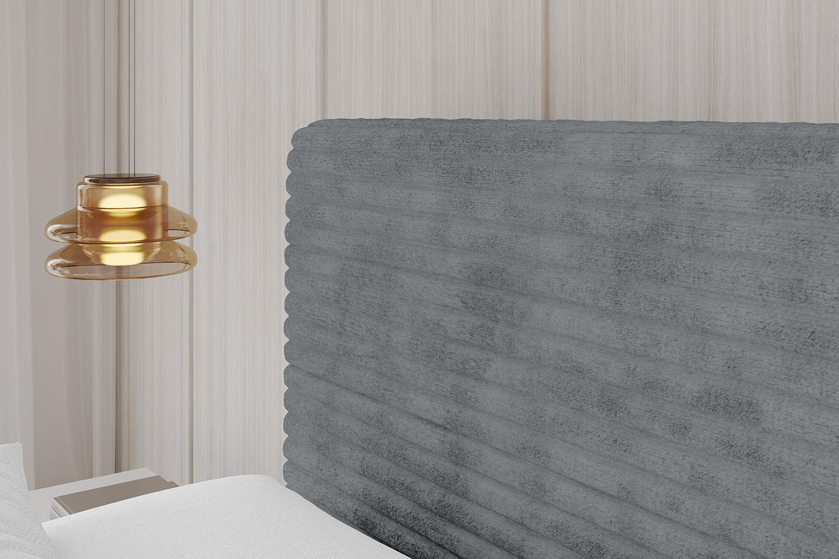 POLSTERBETT mit Bettkasten und Lattenrost, Bett mit Matratze H3/H4 - ALOVA - Dunkelgrau, Holzwerkstoff/Textil (180/200cm) - ALTDECOR