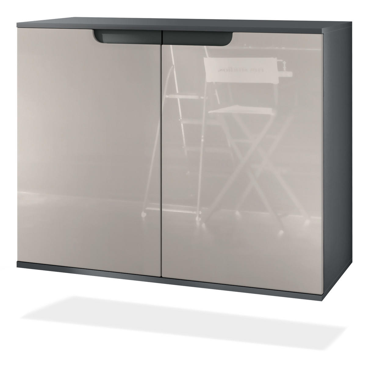 KOMMODE Sylt Sandgrau Hochglanz - Sandfarben, Holzwerkstoff (92.5/73.5/35cm) - Vladon