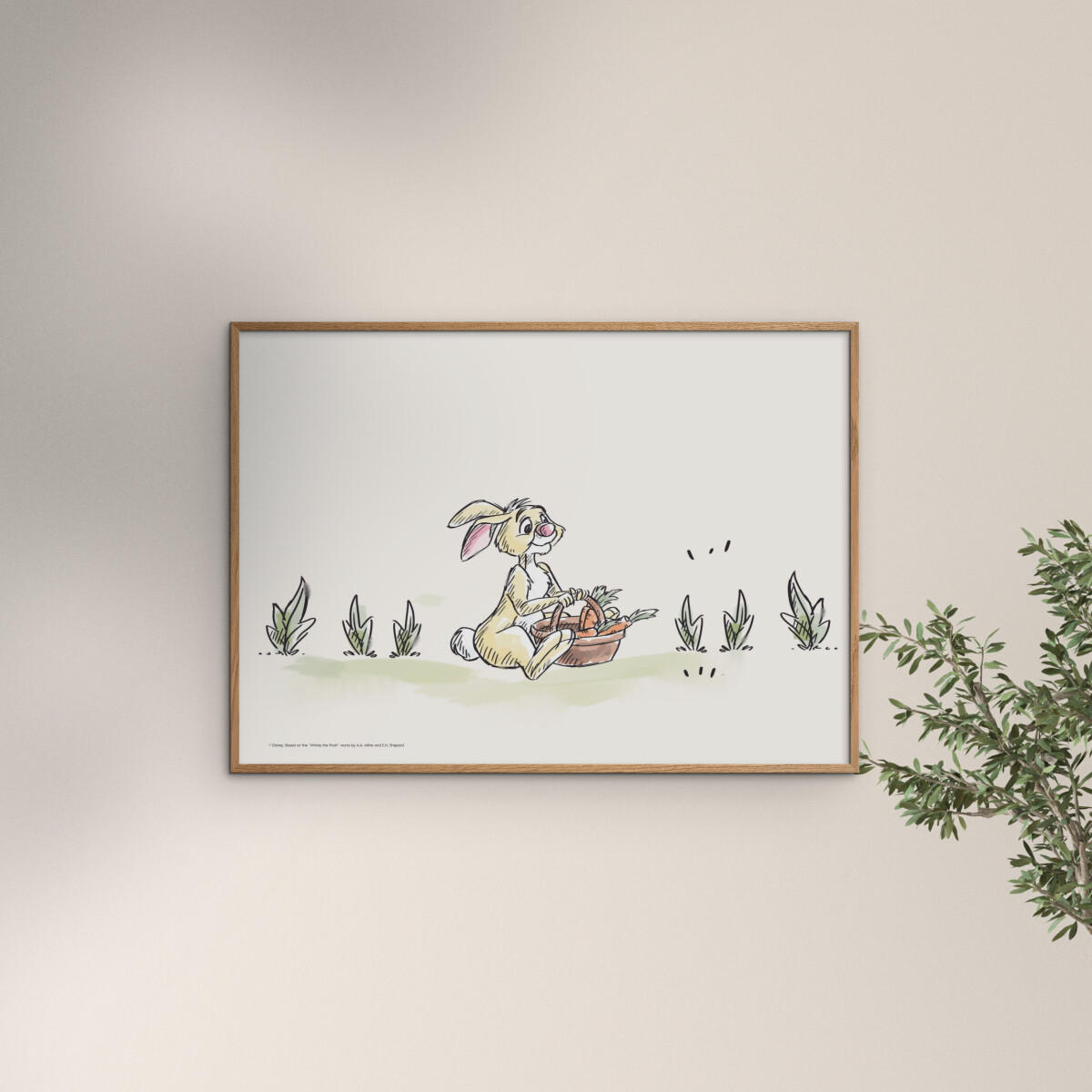 POSTER mit Rahmen Disney - Disney - Rabbit Harvesting Carrots - Eichefarben/Beige, Holz/Papier (30/40cm) - Poster&Frame