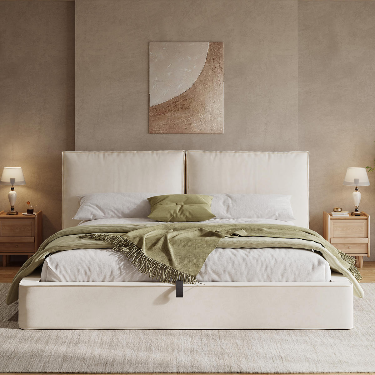POLSTERBETT Beige Samt 180x200 Hydraulik Stauraum - Beige, Textil (180/200cm) - FLIEKS