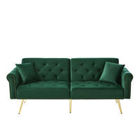 SCHLAFSOFA 2-Sitzer mit Samtbezug und Rückenlehne - Grün, Kunststoff (173/70/75cm)