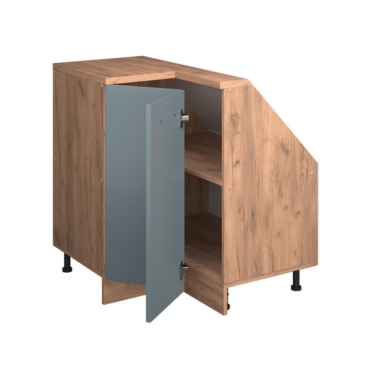 DACHSCHRÄGENSCHRANK ECKSCHRANK Rion Blau-Grau/Goldkraft Eiche 75.6 x 81.6 cm mit 1 Tür - Honigeiche/Blaugrau, Holzwerkstoff (75.6/81.6/75.6cm) - Vicco