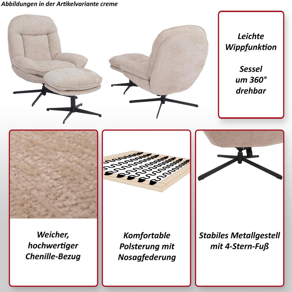 RELAXSESSEL MIT HOCKER Grün - Grün, Textil (80/96/90cm) - MCW