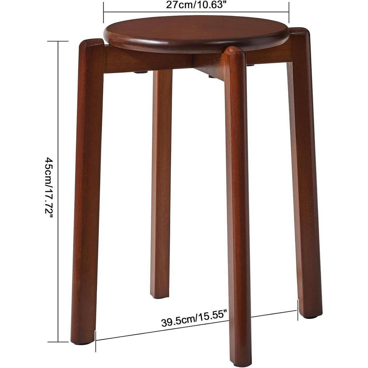 BARHOCKER 4er-Set Massivholz Walnussbraun 27 x 27 x 45 cm - Braun, Holz (27/45/27cm)
