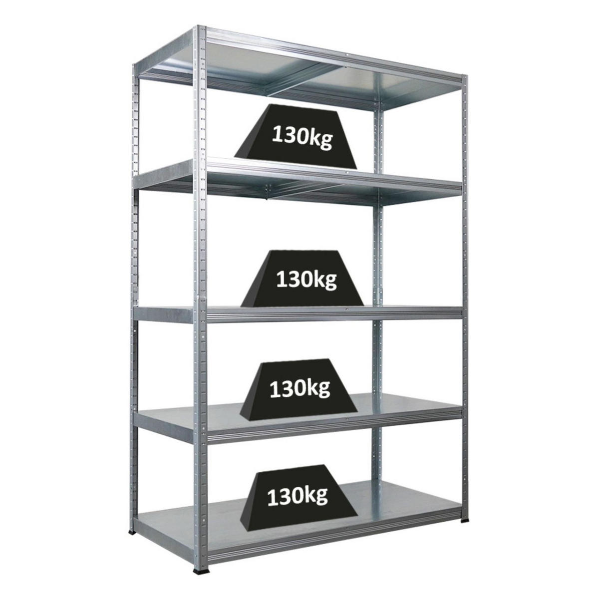 SCHWERLASTREGAL Steel Eagle 180x120x60cm Fachlast 130kg Verzinkt - Silberfarben, Metall (120/180/60cm) - PROREGAL