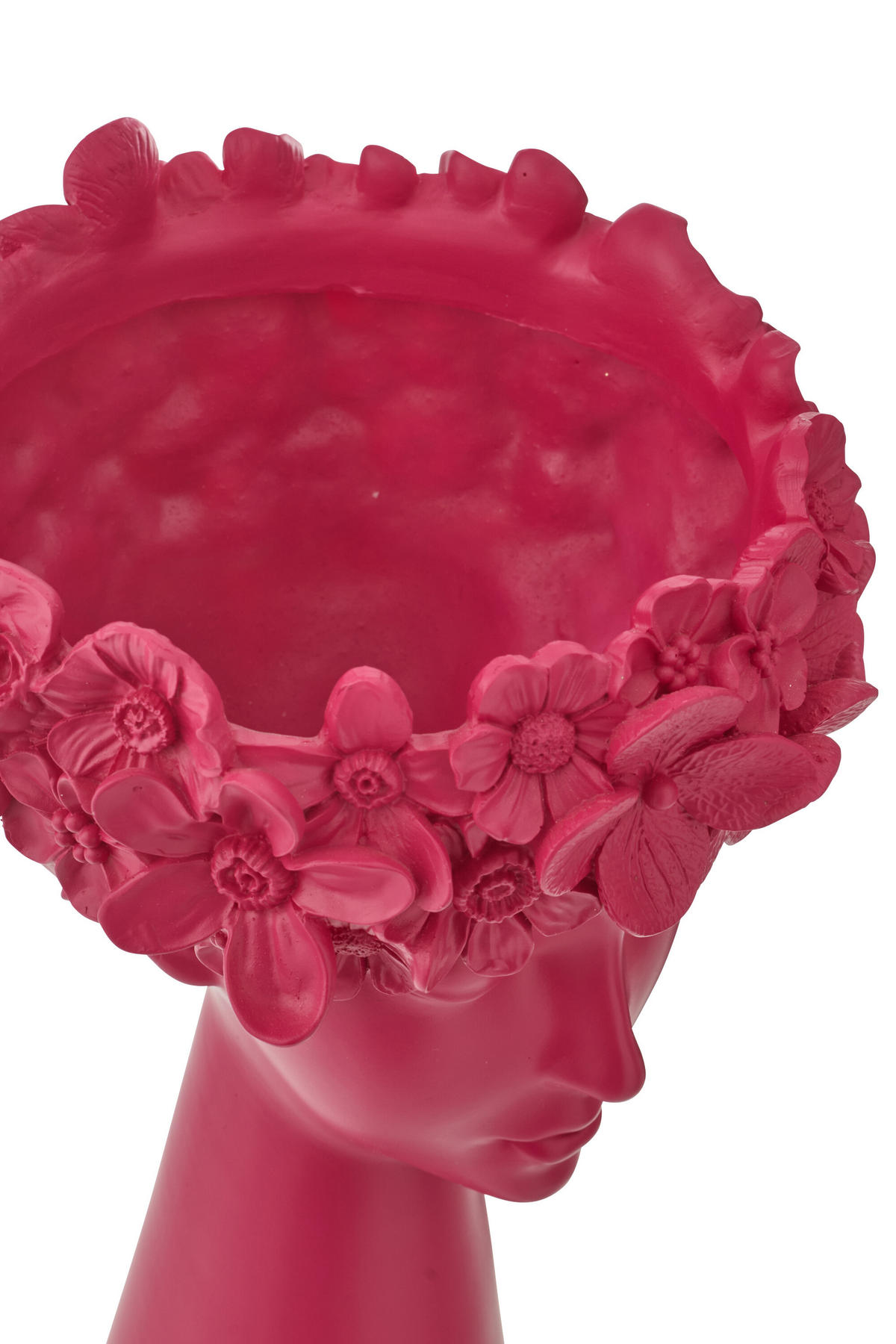 BLUMENTOPF KOPF Rosa - Pink, Glas/Naturmaterialien (23/40.8cm) - J-Line