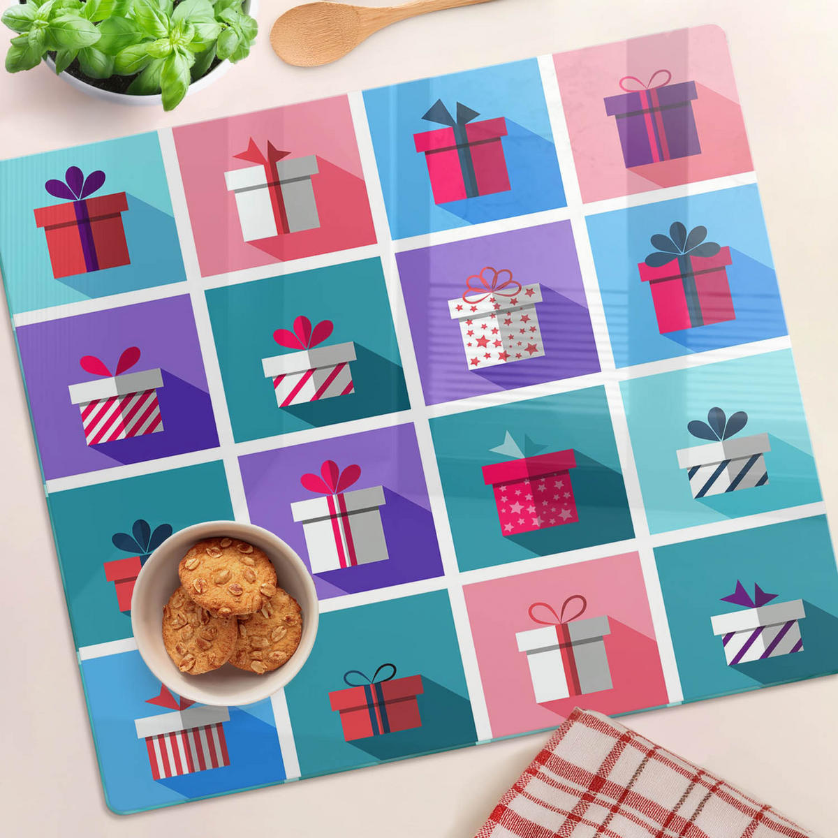 GLASPLATTE 60x52 cm Geschenke - Multicolor, Glas (60/0.4/52cm) - TULUP