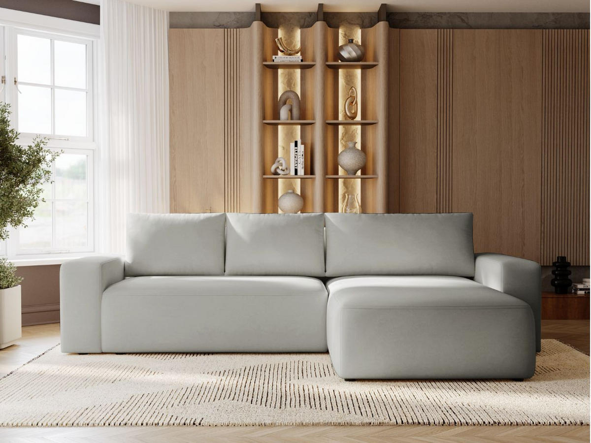 ECKSOFA Tazones Hellgrau Rechts - Hellgrau, Holz/Kunststoff (250/165cm) - Graingold