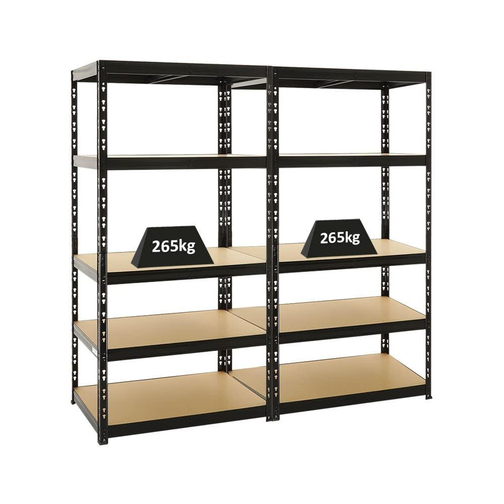 SCHWERLASTREGAL Tiger 2er-Set mit 2x 180x90x60 cm Fachlast 265 kg Schwarz - Schwarz, Metall (180/180/60cm) - PROREGAL