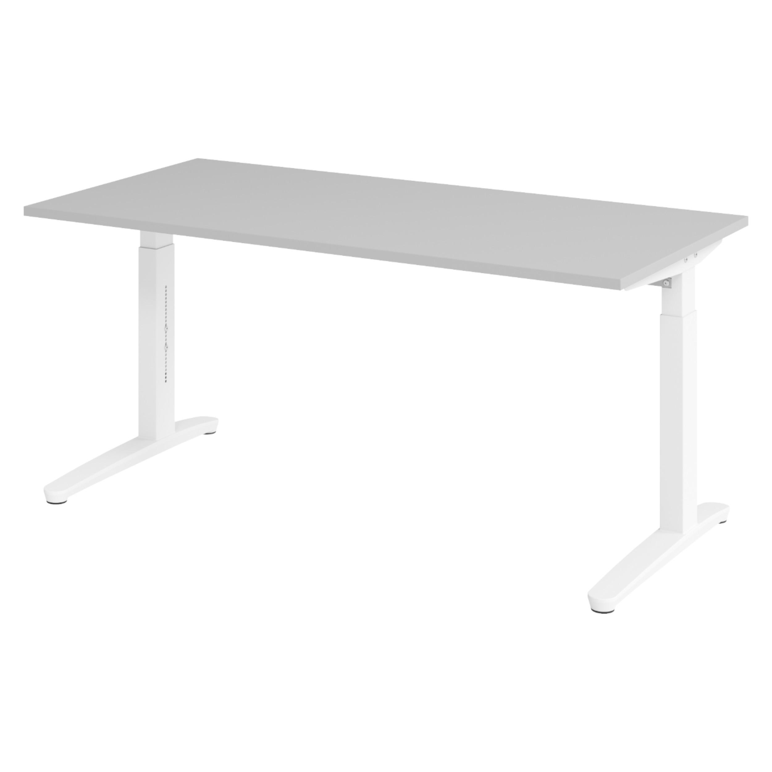SCHREIBTISCH Serie-XB 80/160/74 cm in Grau/Weiß - Weiß/Grau, Holzwerkstoff (80/160/74cm) - bümö