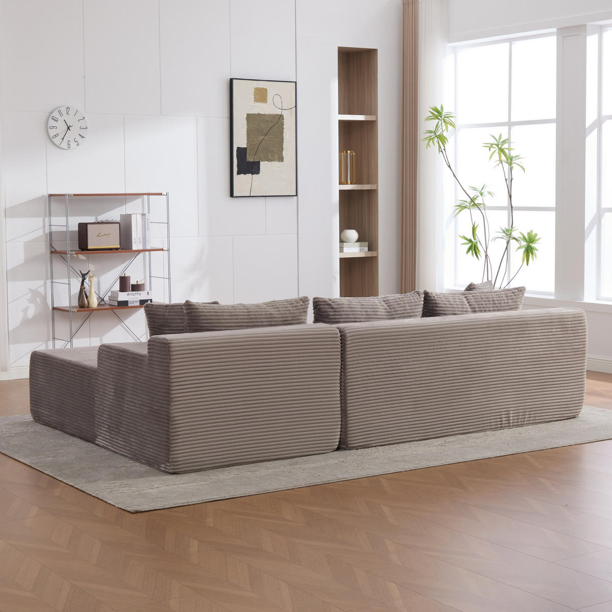 ECKSOFA 272/174/74.5 cm Grau mit rutschfestem Boden - Grau, Textil (174/74.5/272cm) - Oxeza